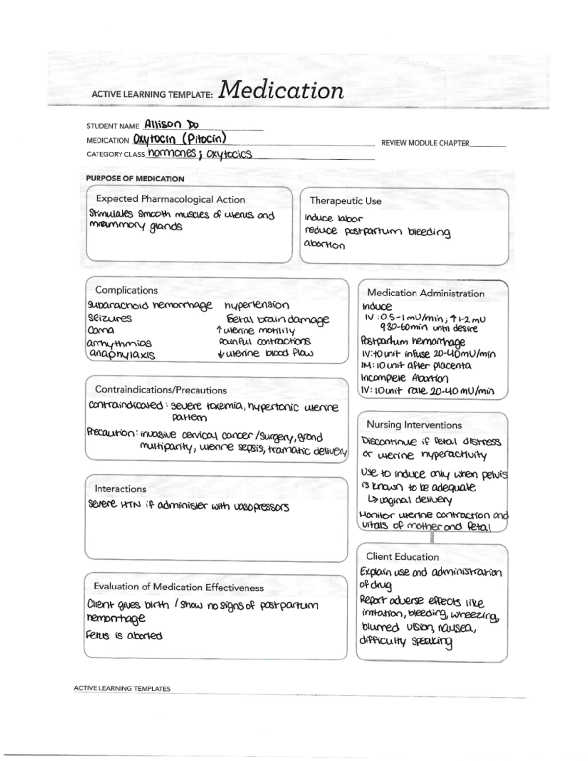 NR327-medication ALT-part1 - ACTIVE LEARNING TEMPLATE: Medication ...