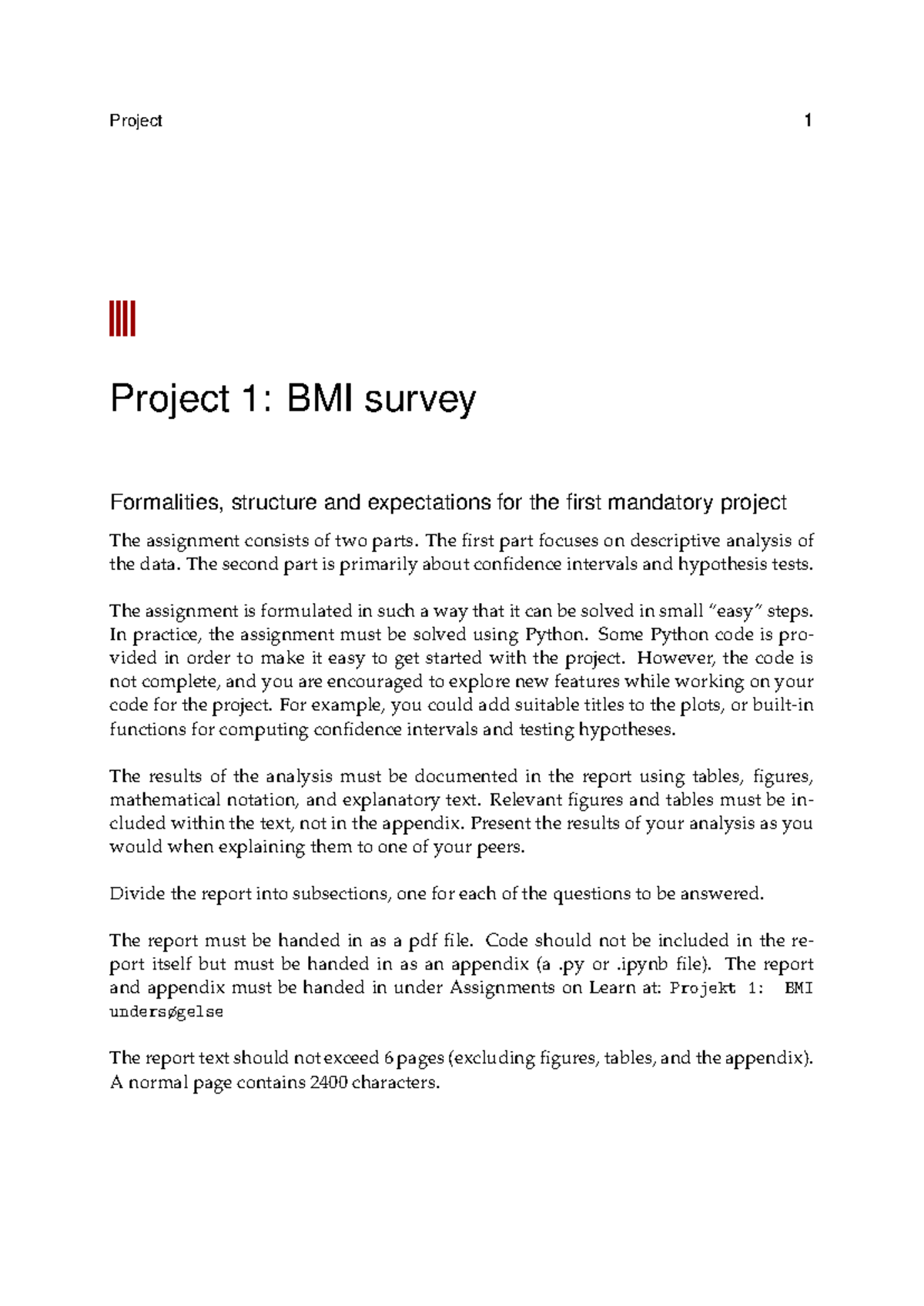 BMI1 - Statistical Analysis Project on Body Mass Index Survey - Studocu