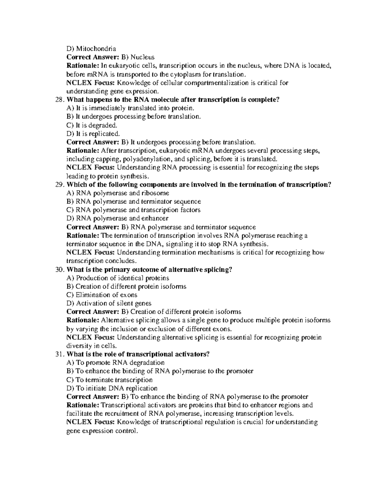 Genetics Test Bank: Key Concepts in Gene Expression and Regulation ...