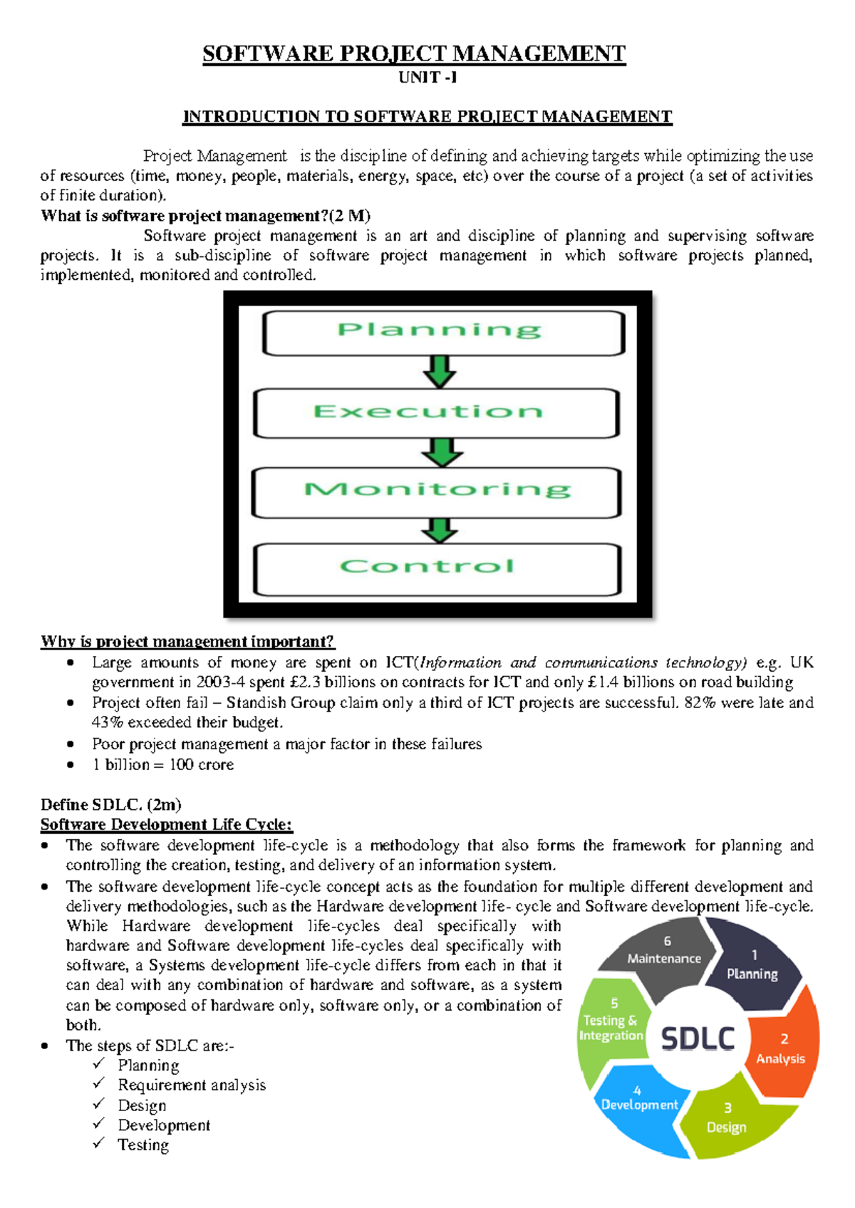 SOFTWARE PROJECT MANAGEMENT (SPM1-5) - Key Concepts and Frameworks ...