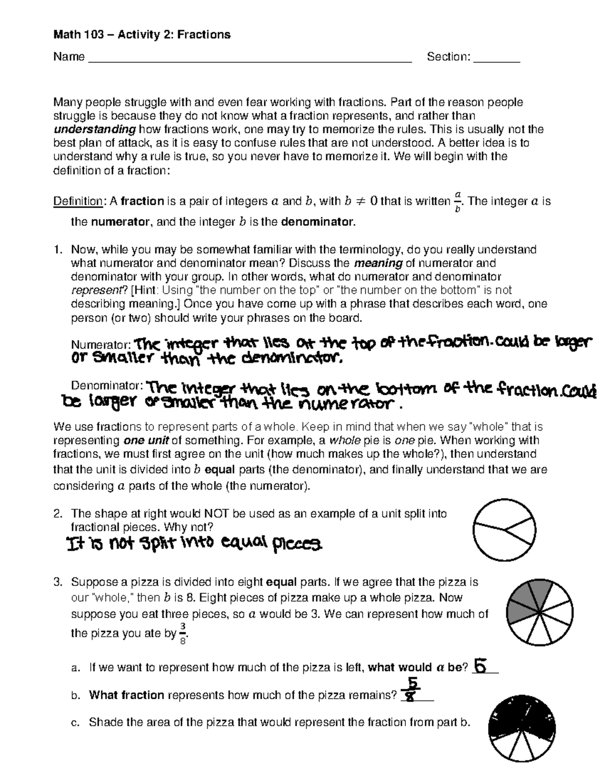 Math 103 – Final Exam Review: Mastering Fractions & Their Operations ...