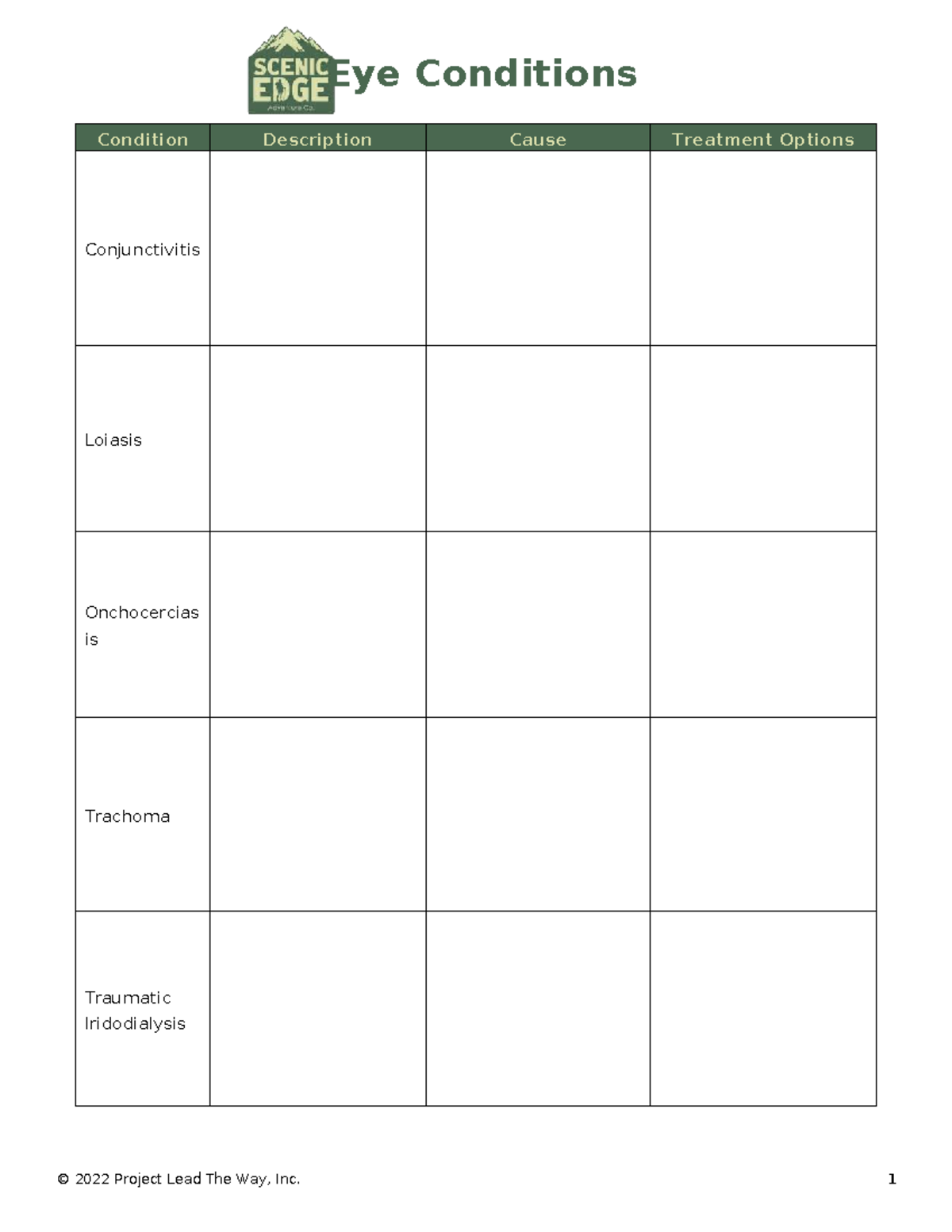 Eye Conditions Overview: Causes and Treatments (PLTW Launch) - BIOL ...