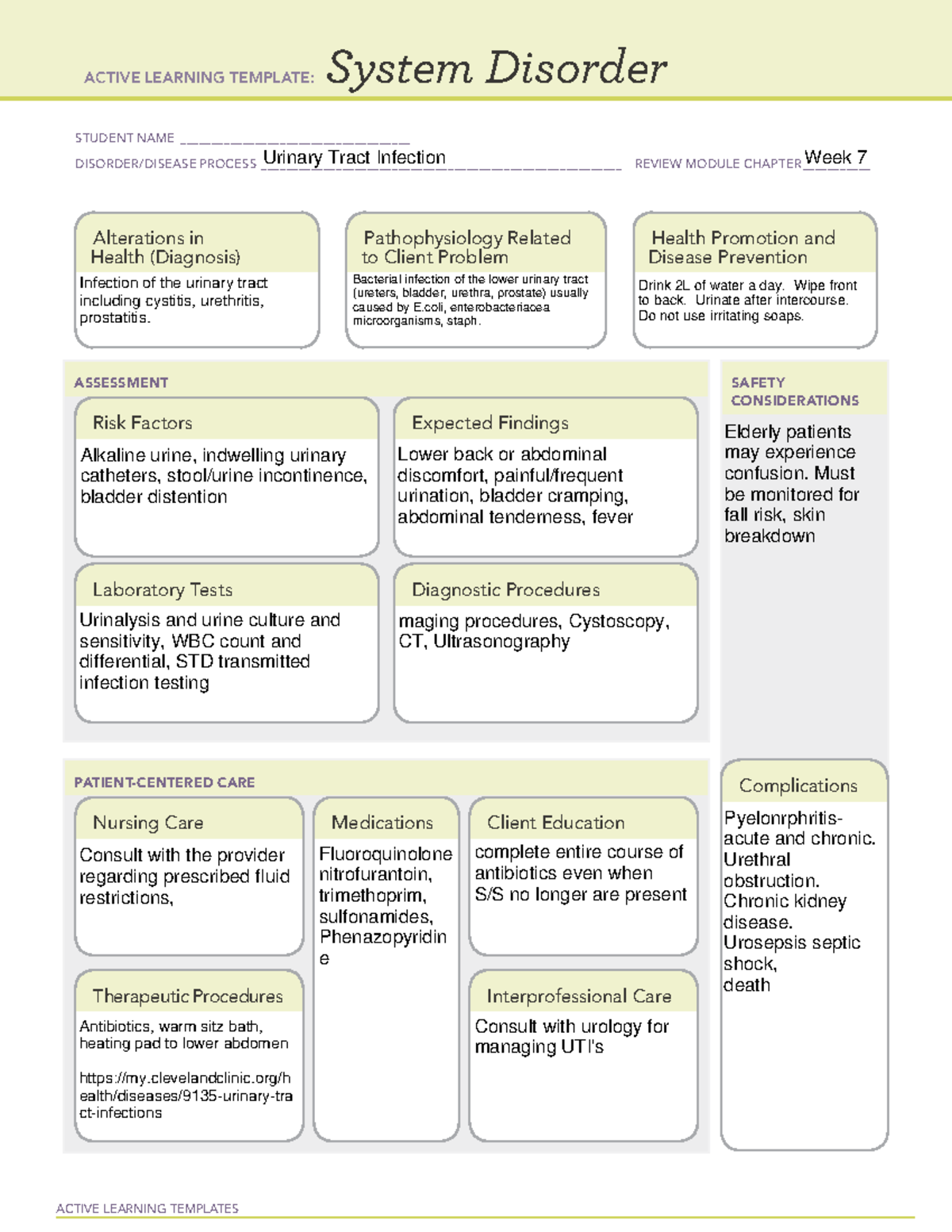 System Disorder UTI - Active Learning Template Notes - Studocu