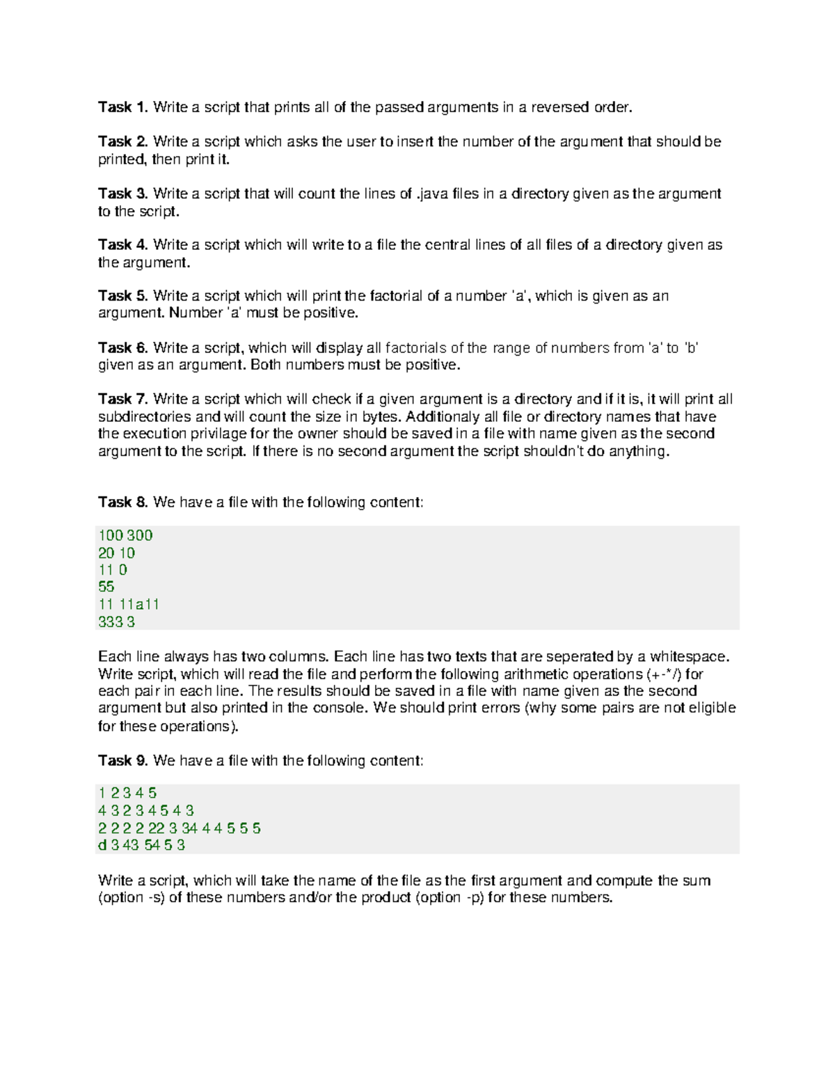 Practical Scripts for Argument Handling and Calculations - Studocu
