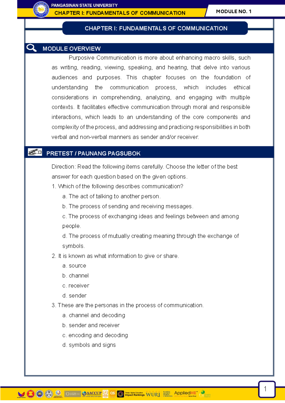 Module 1: Fundamentals of Communication - Overview and Key Concepts ...