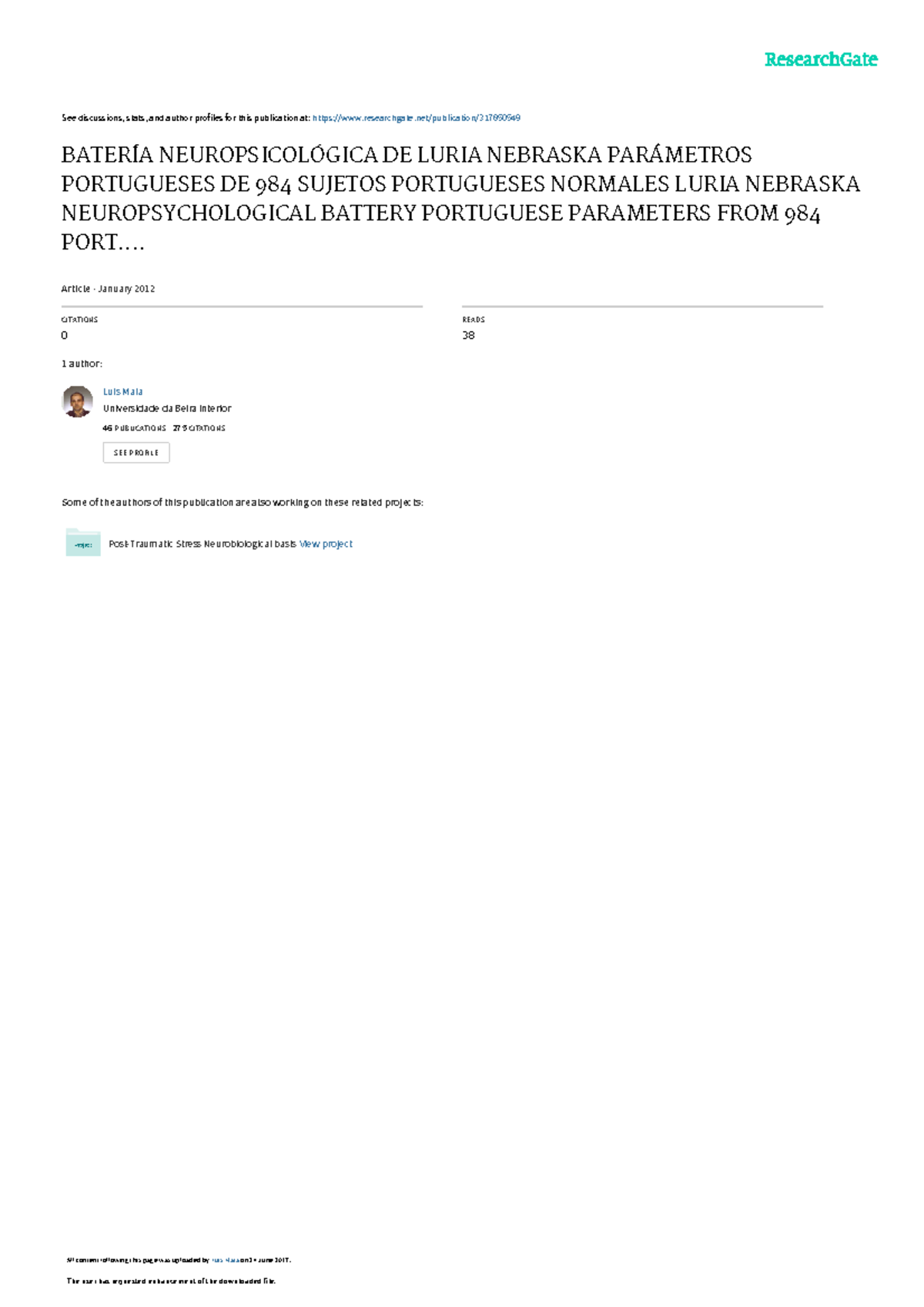Batería Neuropsicológica de Luria Nebraska: Parámetros Portugueses (Vol ...