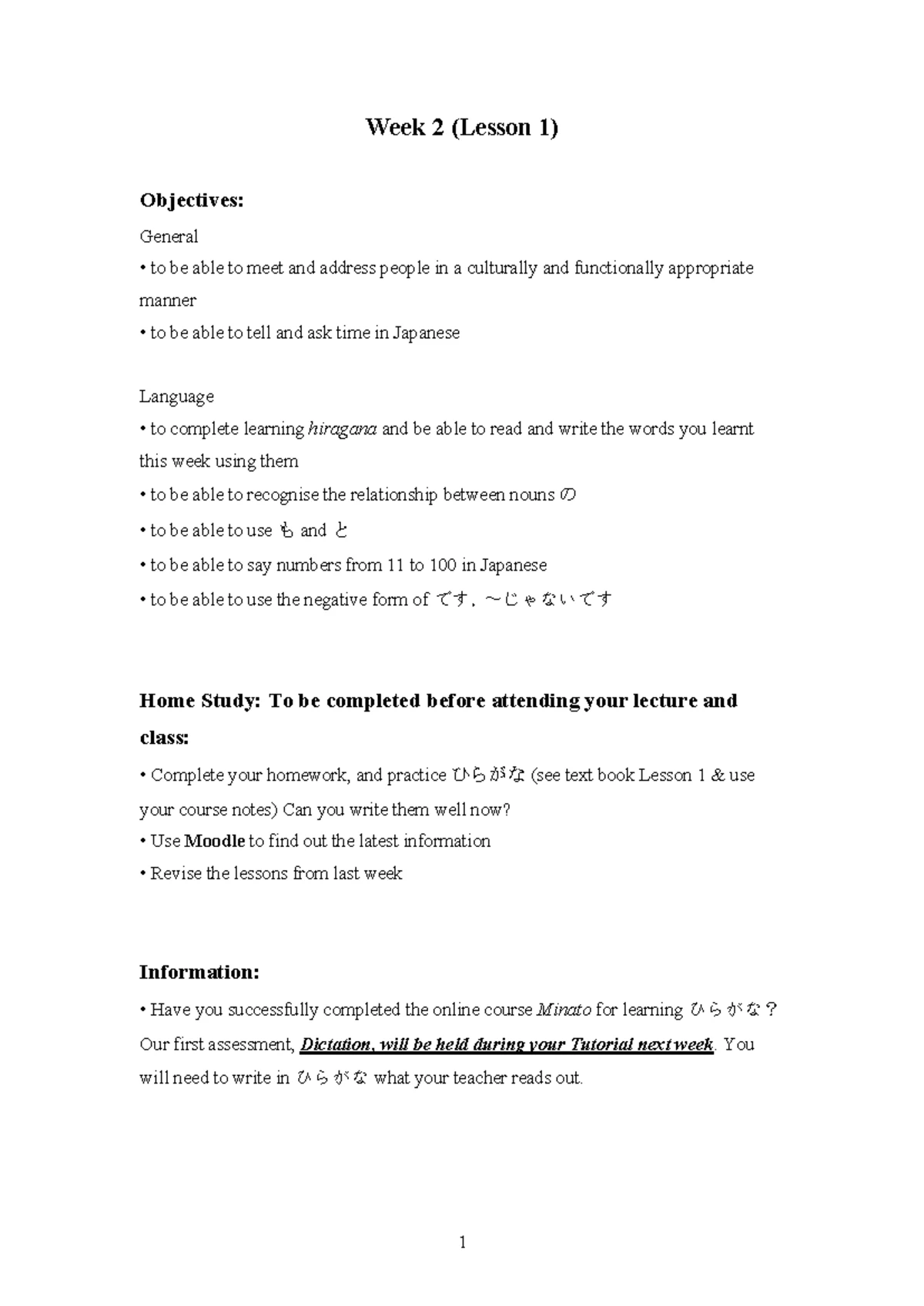 CO ARTS1630 Japanese 1 Course Outline - 2024 Term 2, Kensington - Studocu