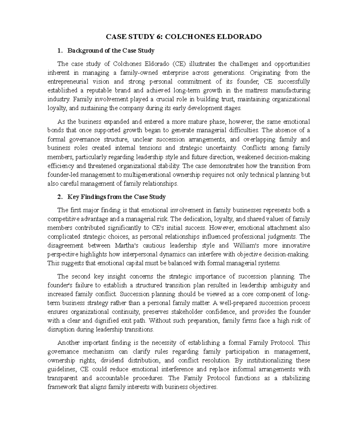 CASE STUDY 6: CHALLENGES IN FAMILY BUSINESS MANAGEMENT - Studocu