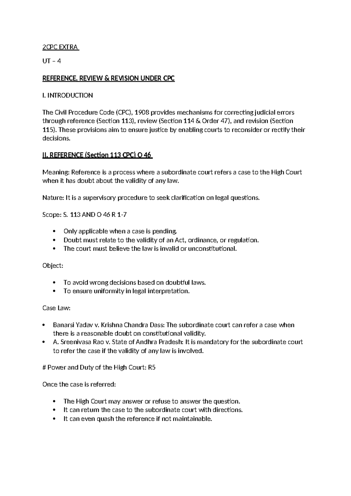 2CPC Extra Notes: Reference, Review, and Revision Under CPC - Studocu