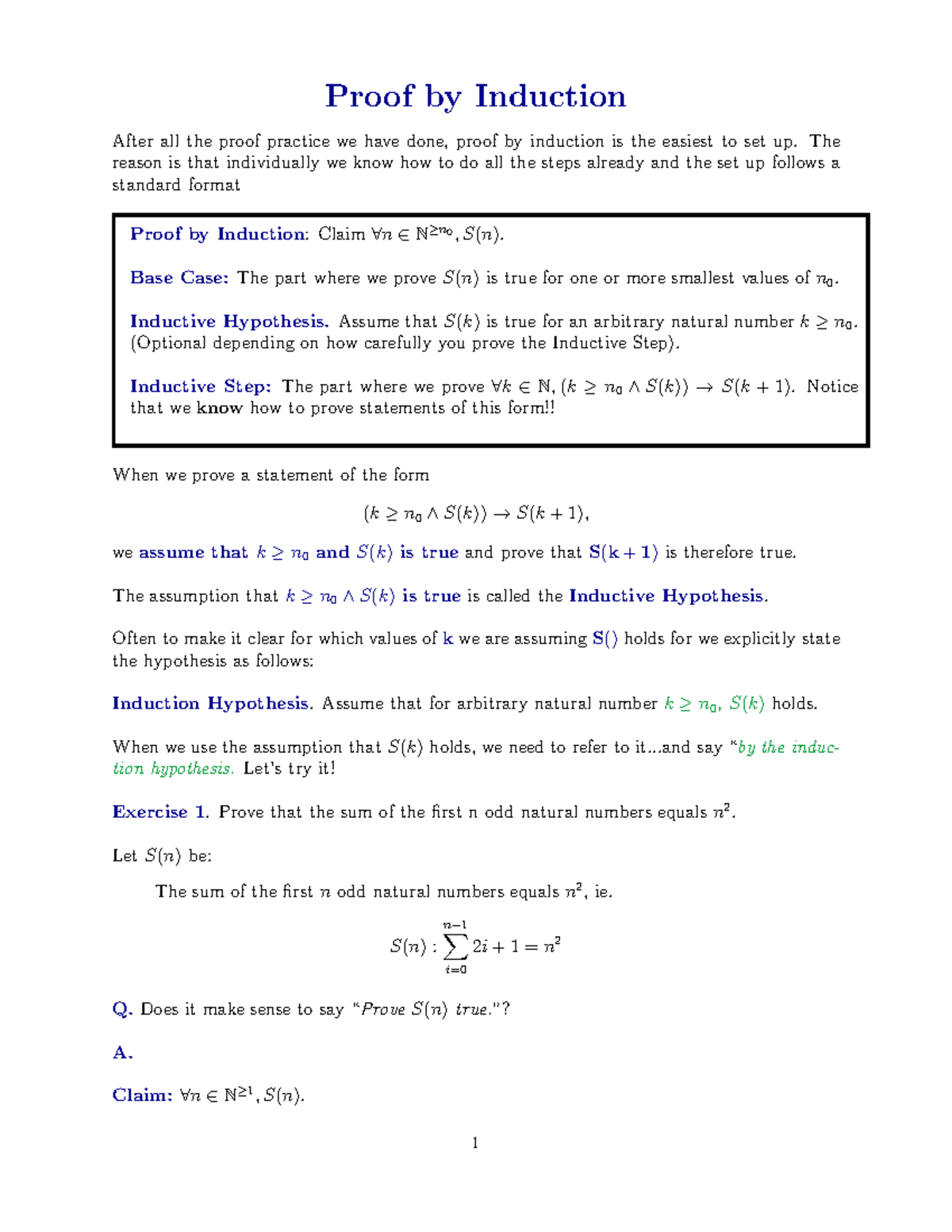 A67 w5 - Week 5 Proof by Induction Notes and Exercises - Studocu