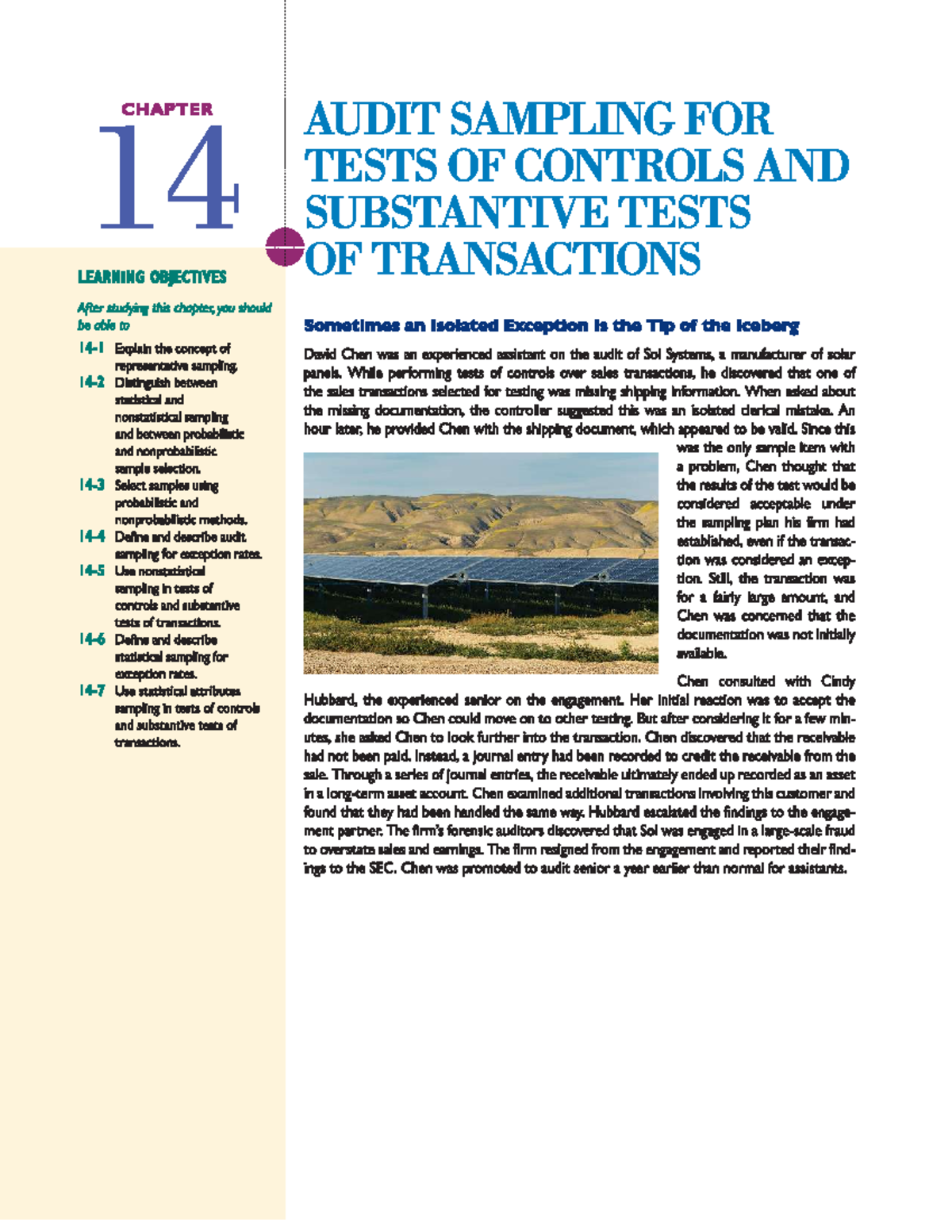 CH14: Audit Sampling for Tests of Controls & Substantive Tests of ...