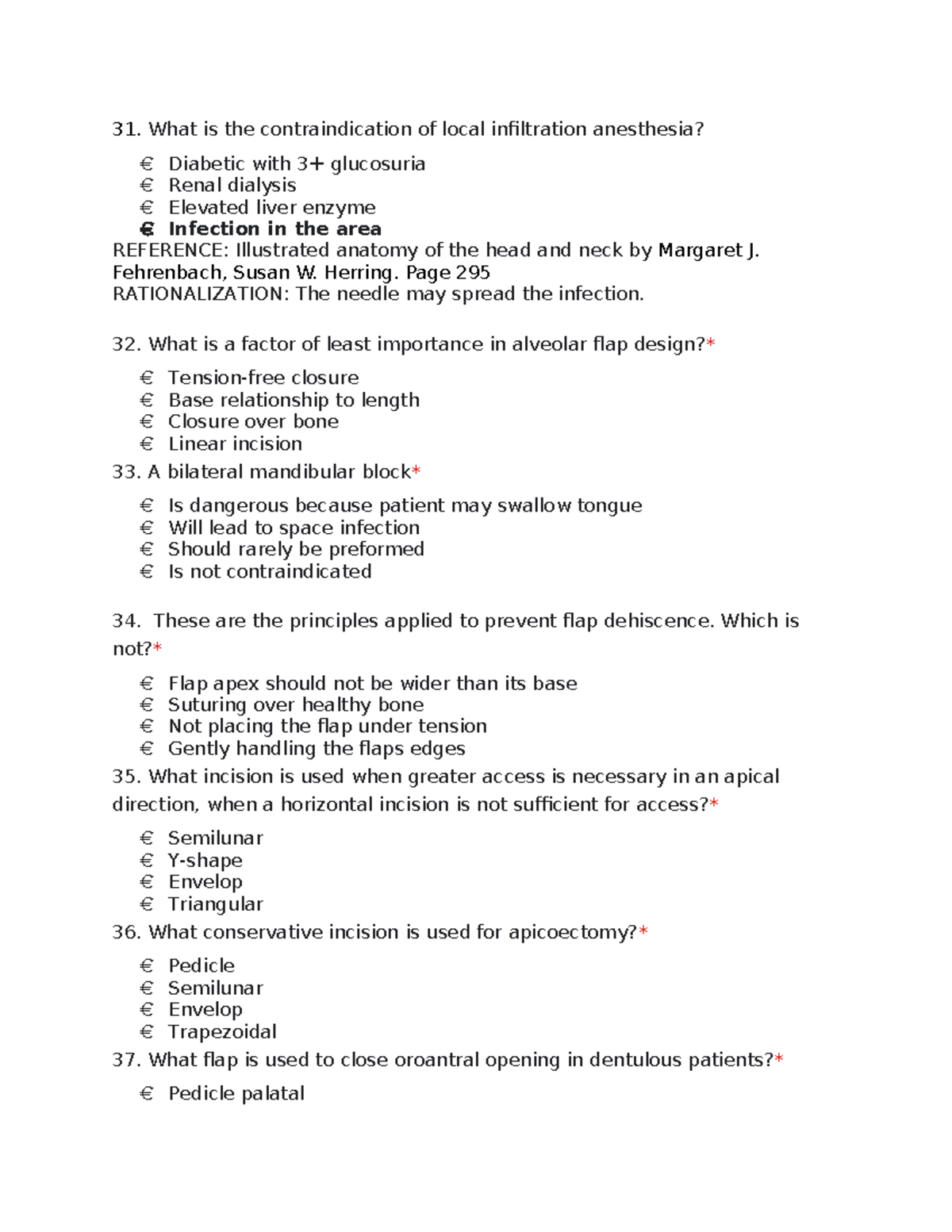 Question-31-40 - NOTES - What is the contraindication of local ...
