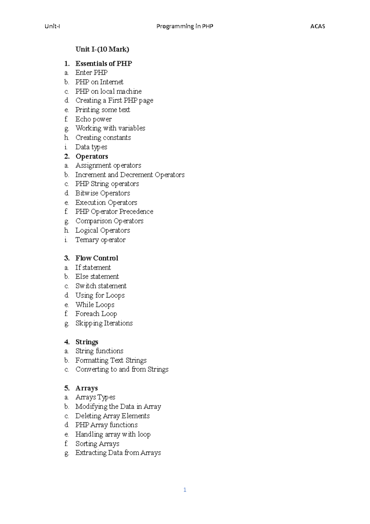Unit 1 PHP Question Bank - Concepts, Functions, and Code Examples - Studocu