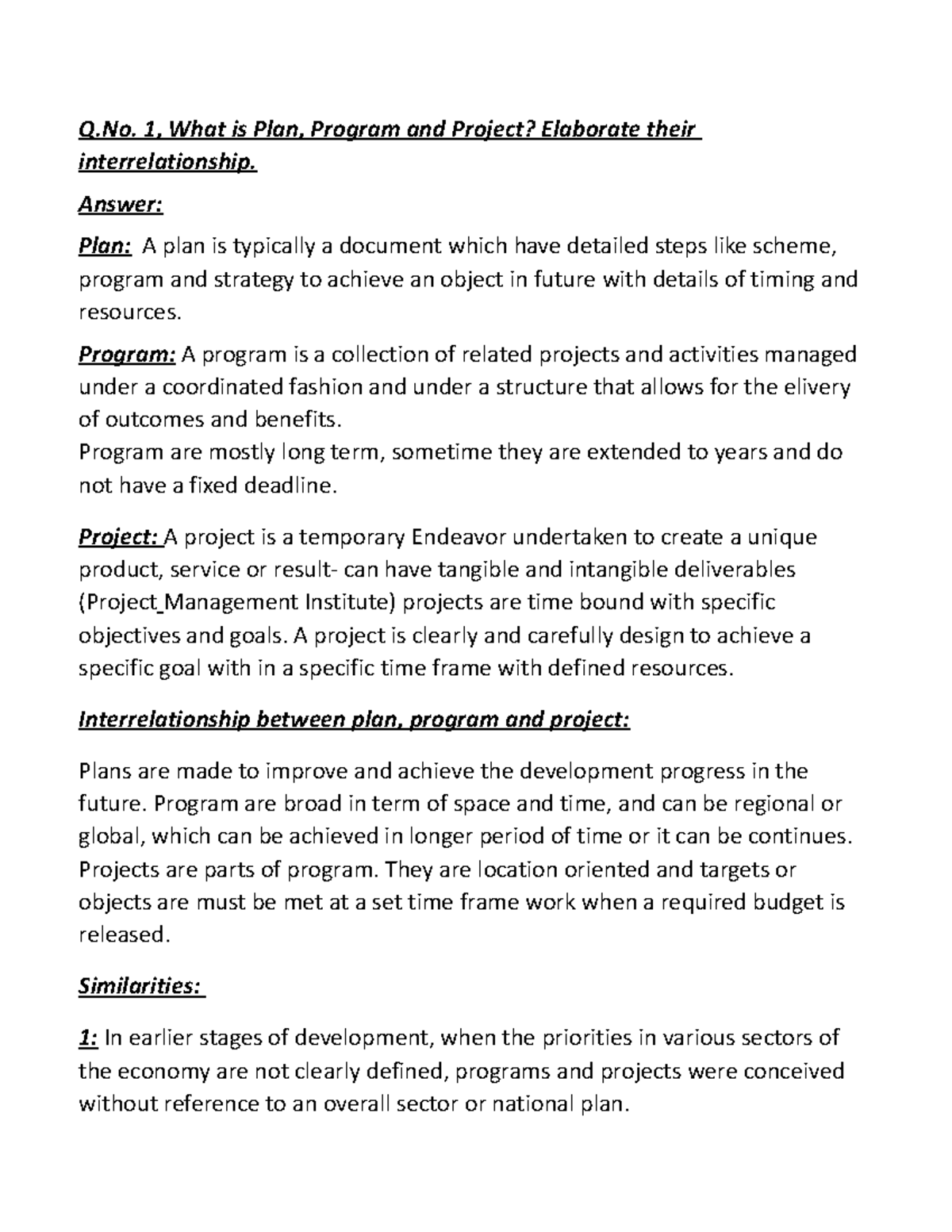 Course Code: AGR101 - Project Assignment on Planning, Programs, and ...