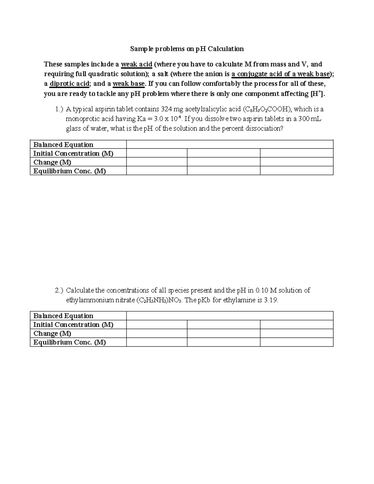 06 - pH Calculation Practice Problems with Solutions - Studocu