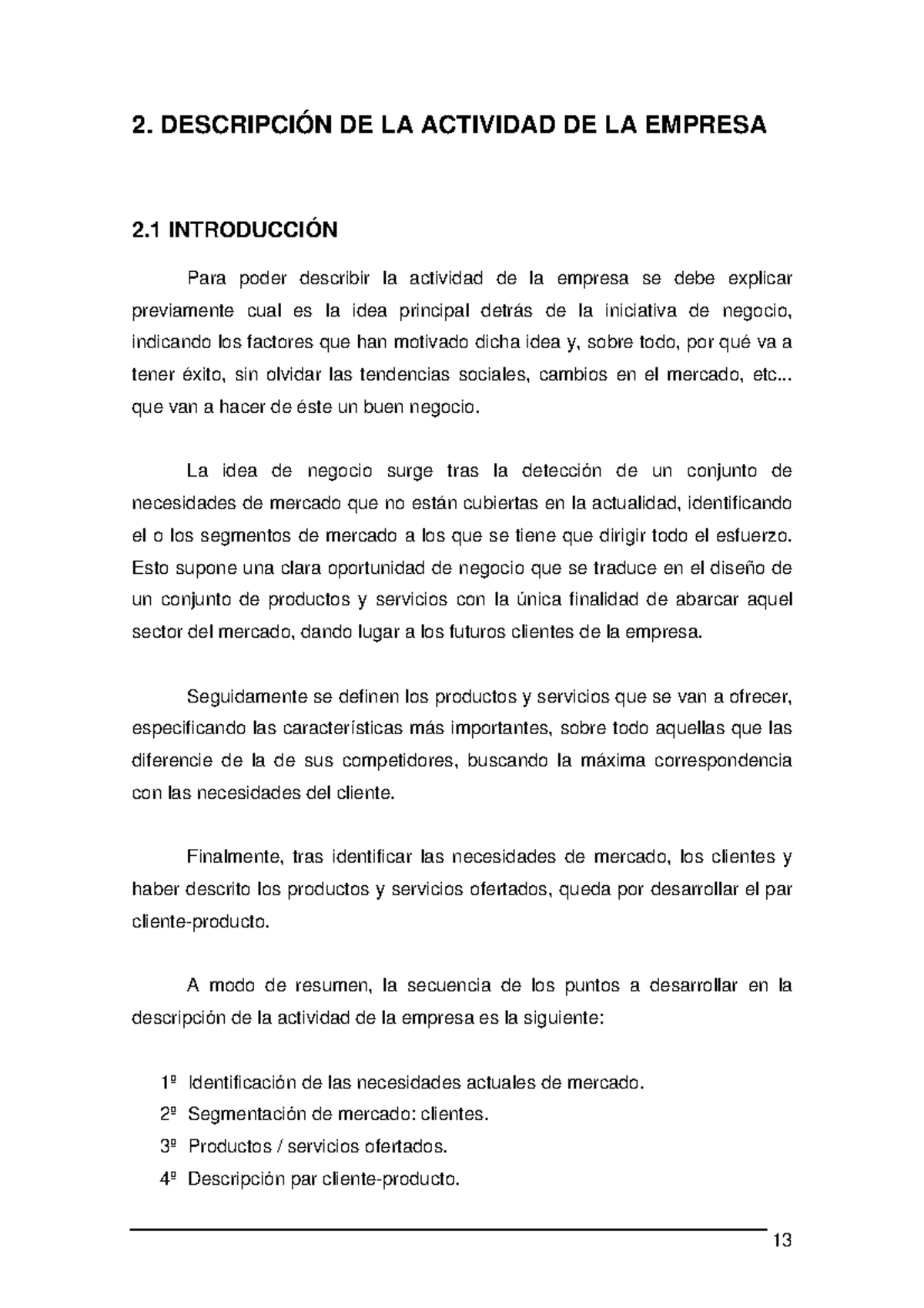 Cap. 2: Descripción de la Actividad Empresarial y Necesidades del ...