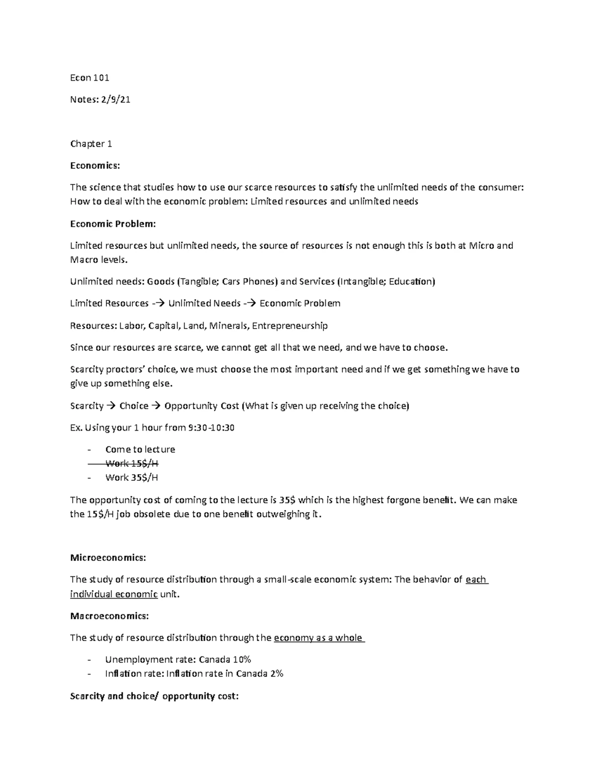 Introduction to Microeconomics ECON 101 GS02 Lecture Notes Fall 2016 ...