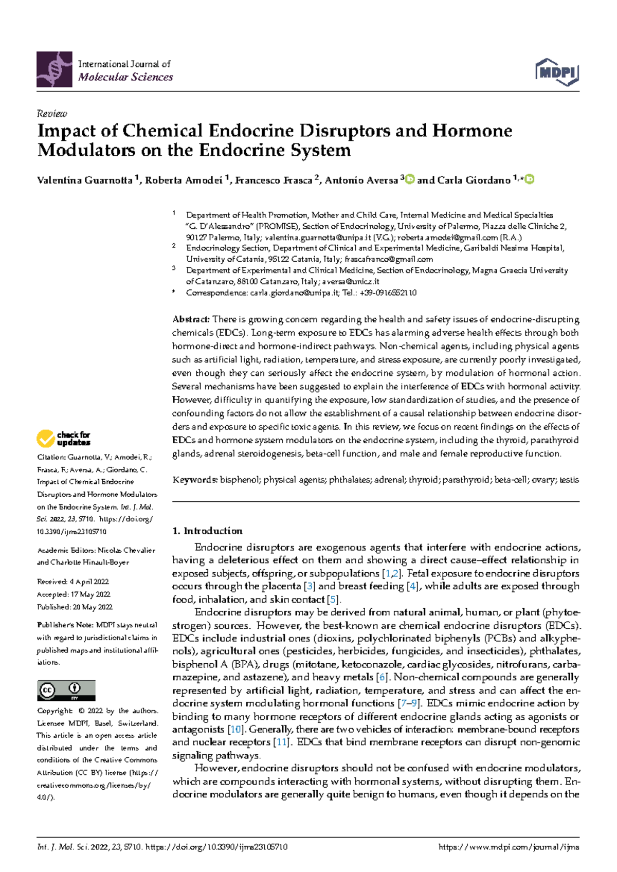 Impact of Chemical Endocrine Disruptors on the Endocrine System: A ...