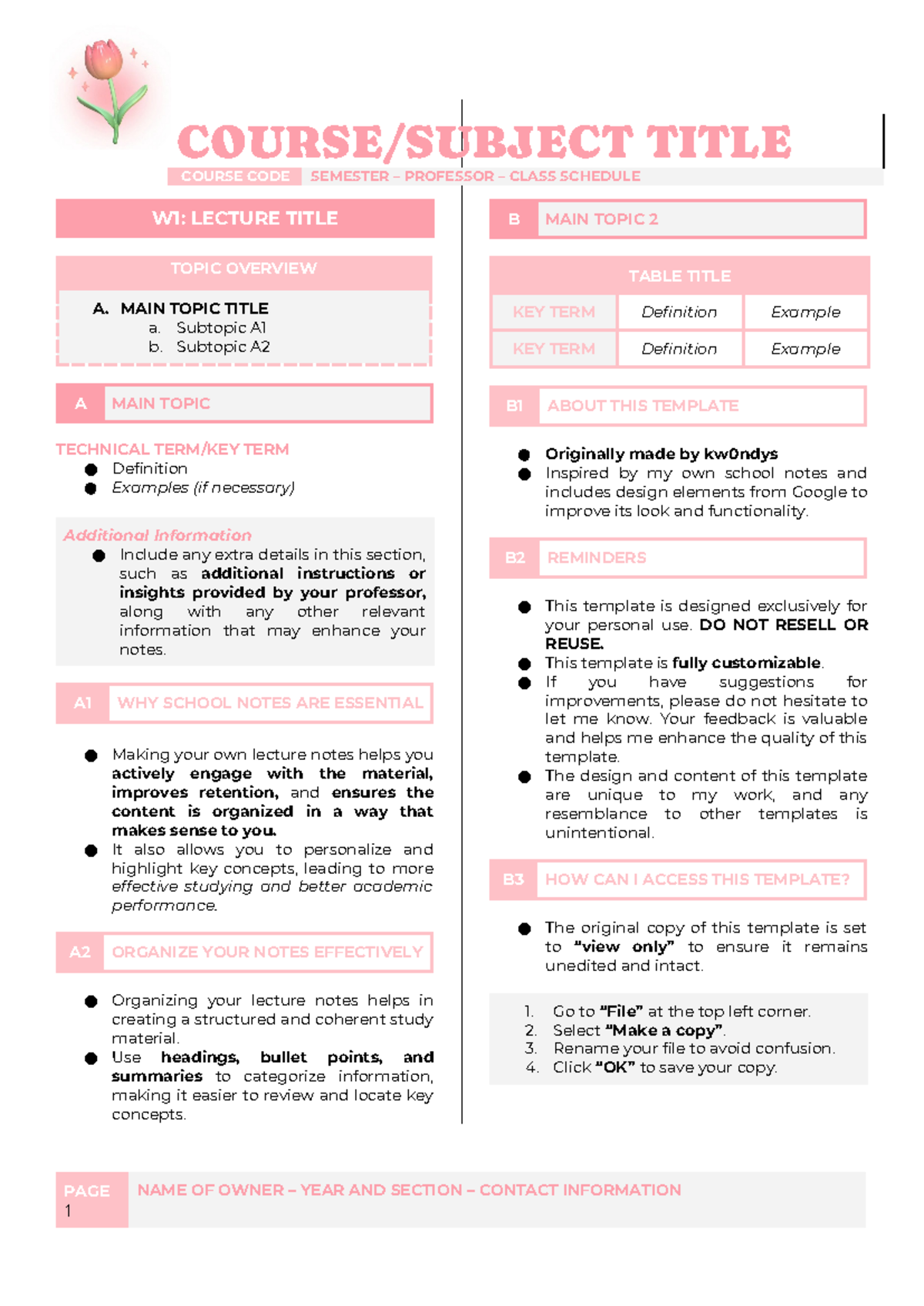 [kw0ndys] Effective Lecture Note Template for Academic Success - Studocu