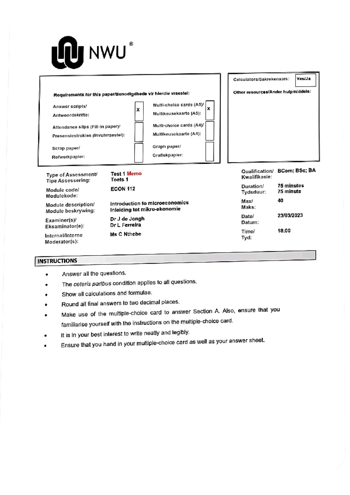 STTN115 2nd Opp Exam 2022 - Eng Instructions & Questions - Studocu