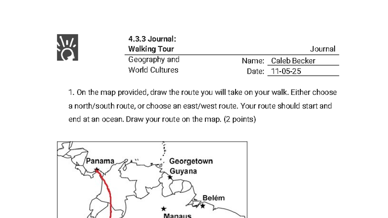 4.3.3 Journal: Walking Tour Geography & World Cultures Insights - Studocu