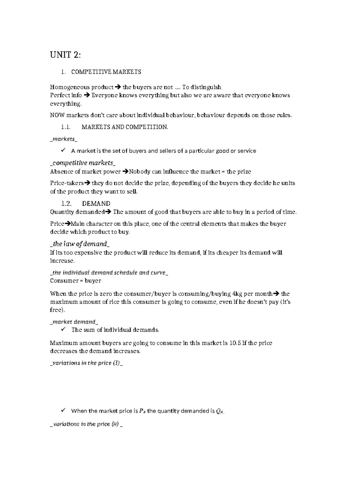 UNIT 2: Competitive Markets and Demand Analysis Notes - Studocu