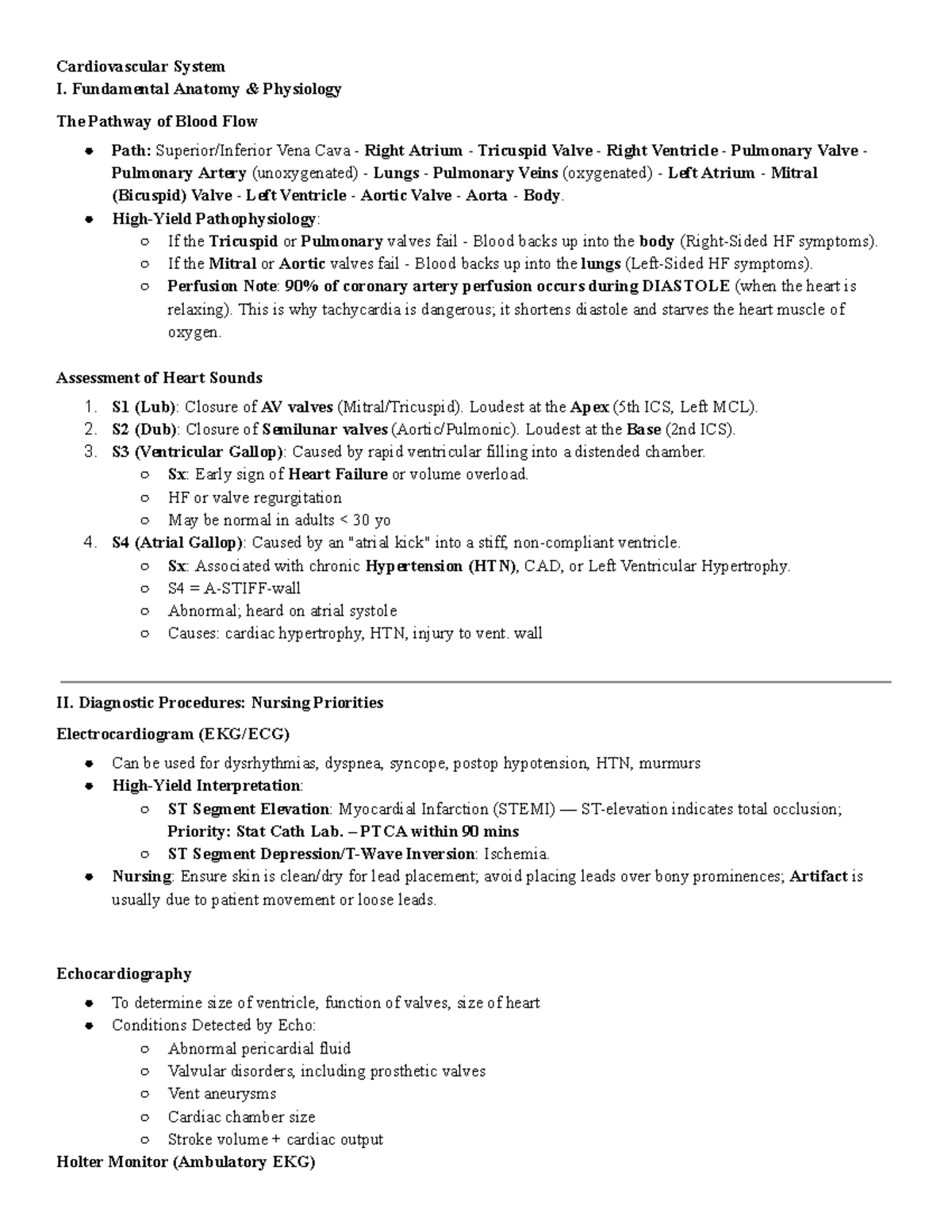 CDV 101: Cardiovascular System Exam 1 Study Guide - Studocu