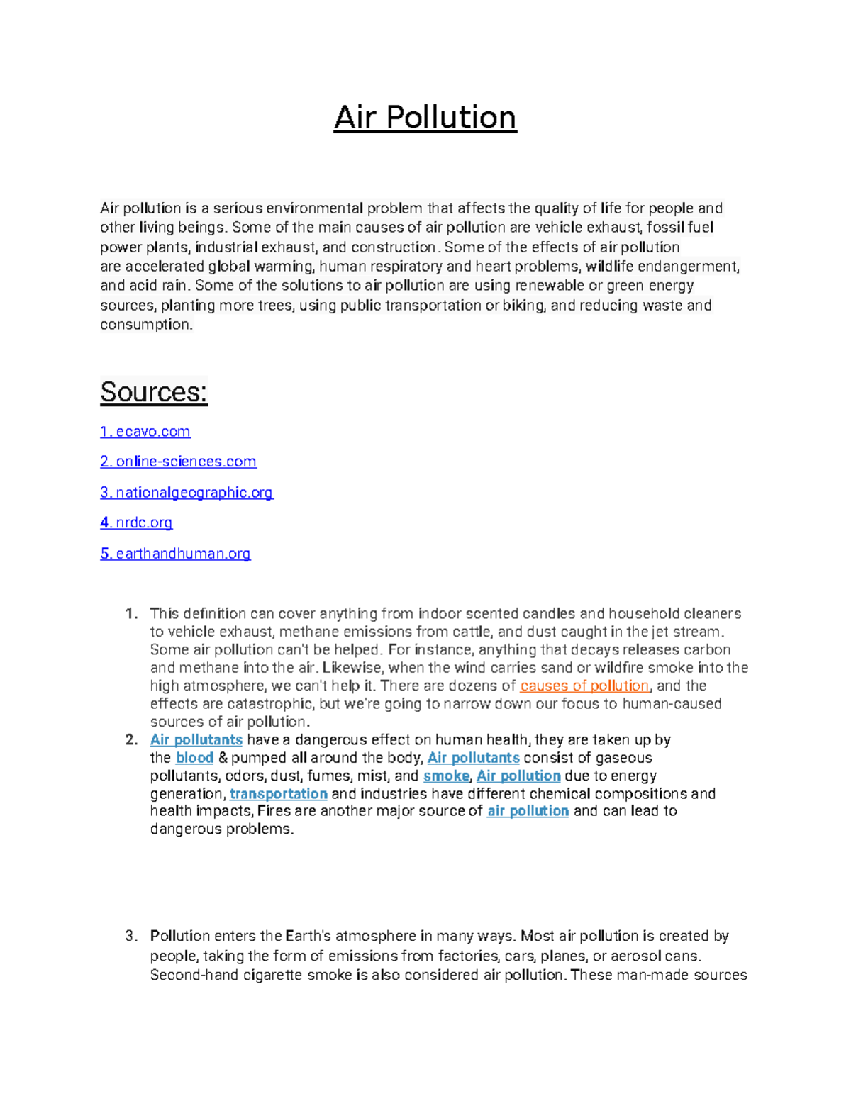 6.06 Engineering Design I: Impacts and Solutions of Air Pollution - Studocu