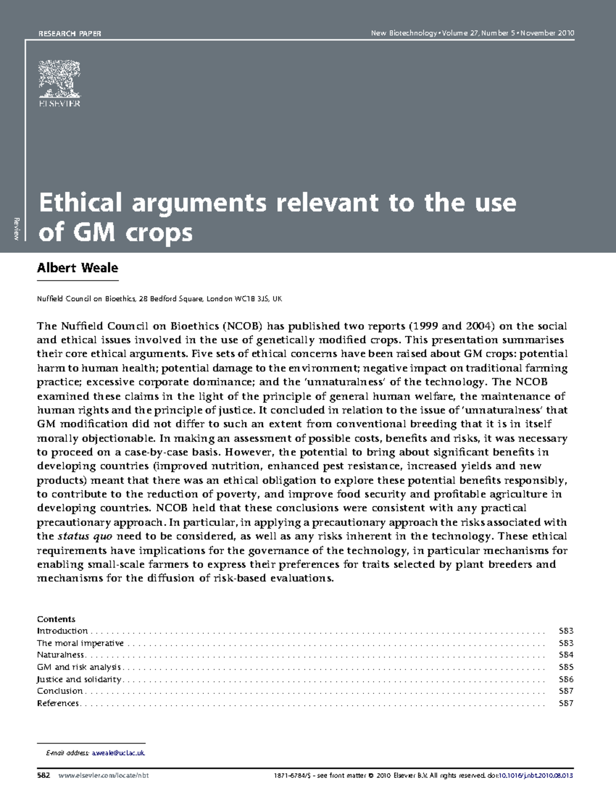 Ethical Considerations in GM Crops: NCOB Review (Biotech 27.5) - Studocu