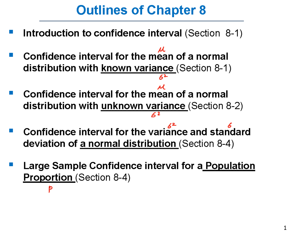 Ch8 Confidence Interval Lecture Notes: Understanding Key Concepts - Studocu