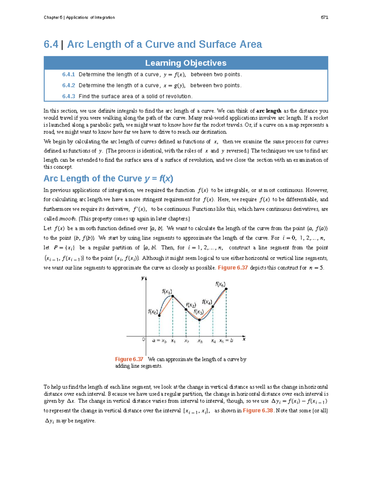 Chapter 6.4: Arc Length & Surface Area Applications - Calc 671 - Studocu