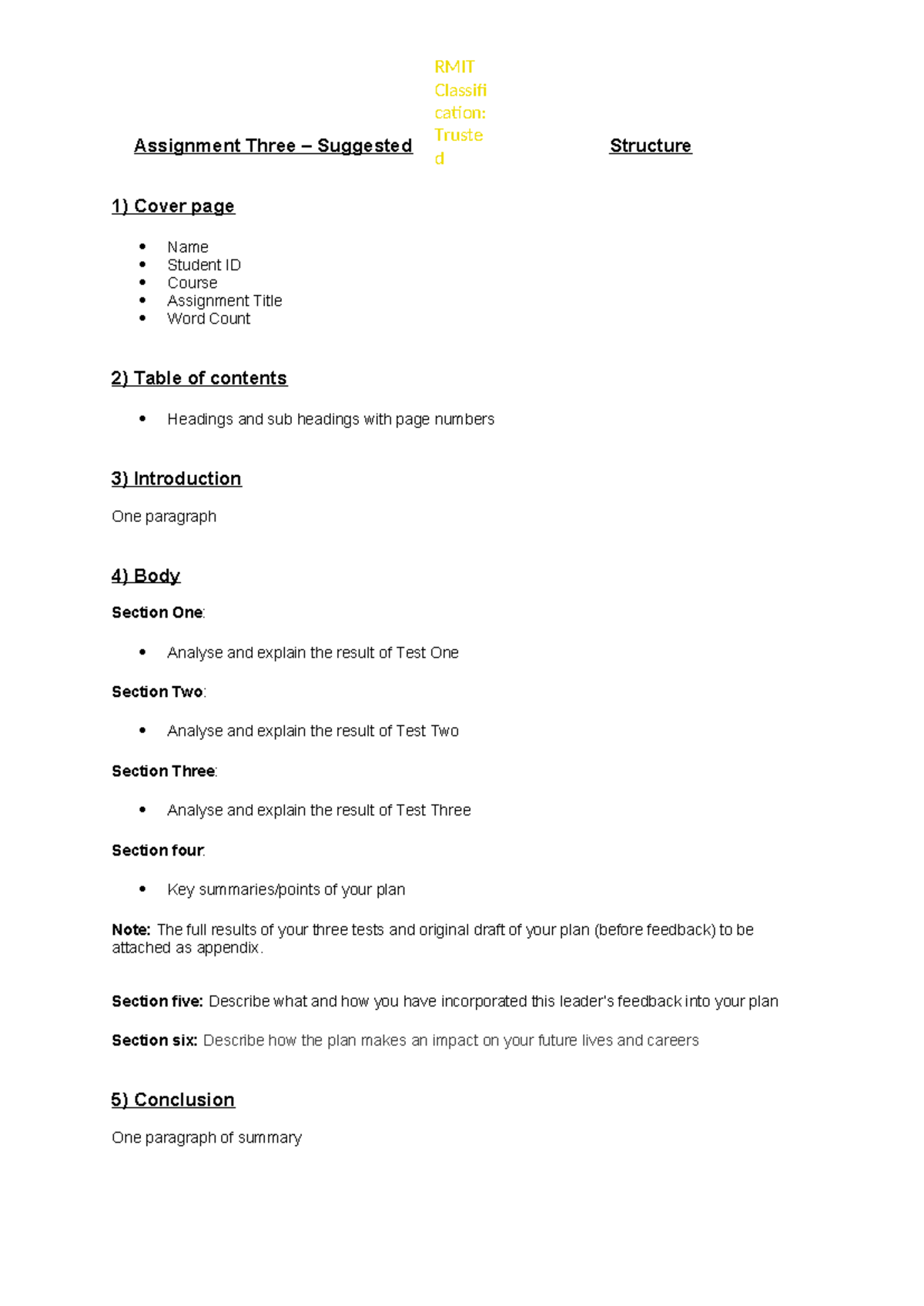 Assignment 3 Structure Guidelines for RMIT Course - Studocu
