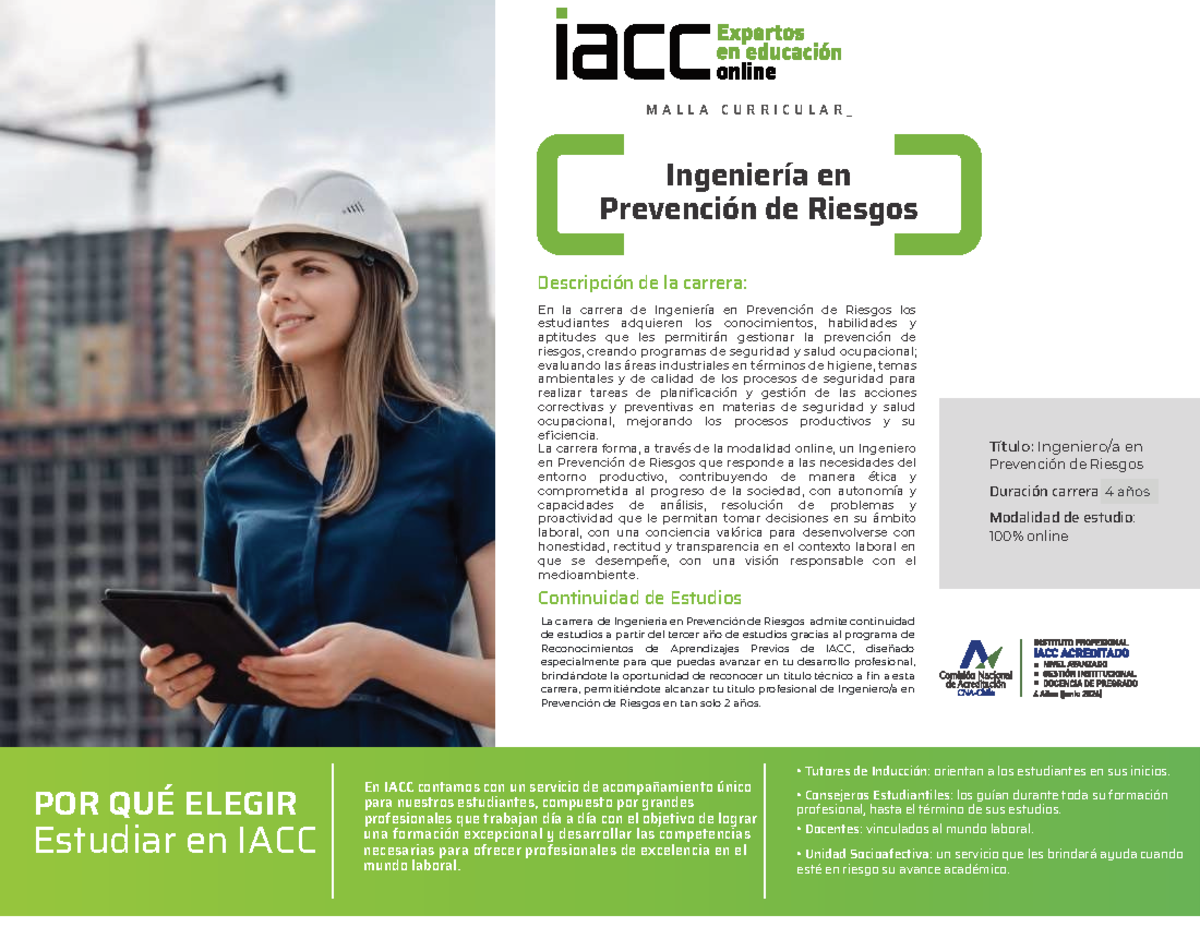 MALLA CURRICULAR: Ingeniería en Prevención de Riesgos Online - Studocu