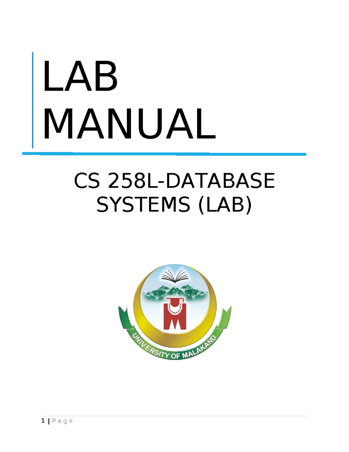 CS 258L - Database Systems Lab Manual: PostgreSQL Installation & Usage ...