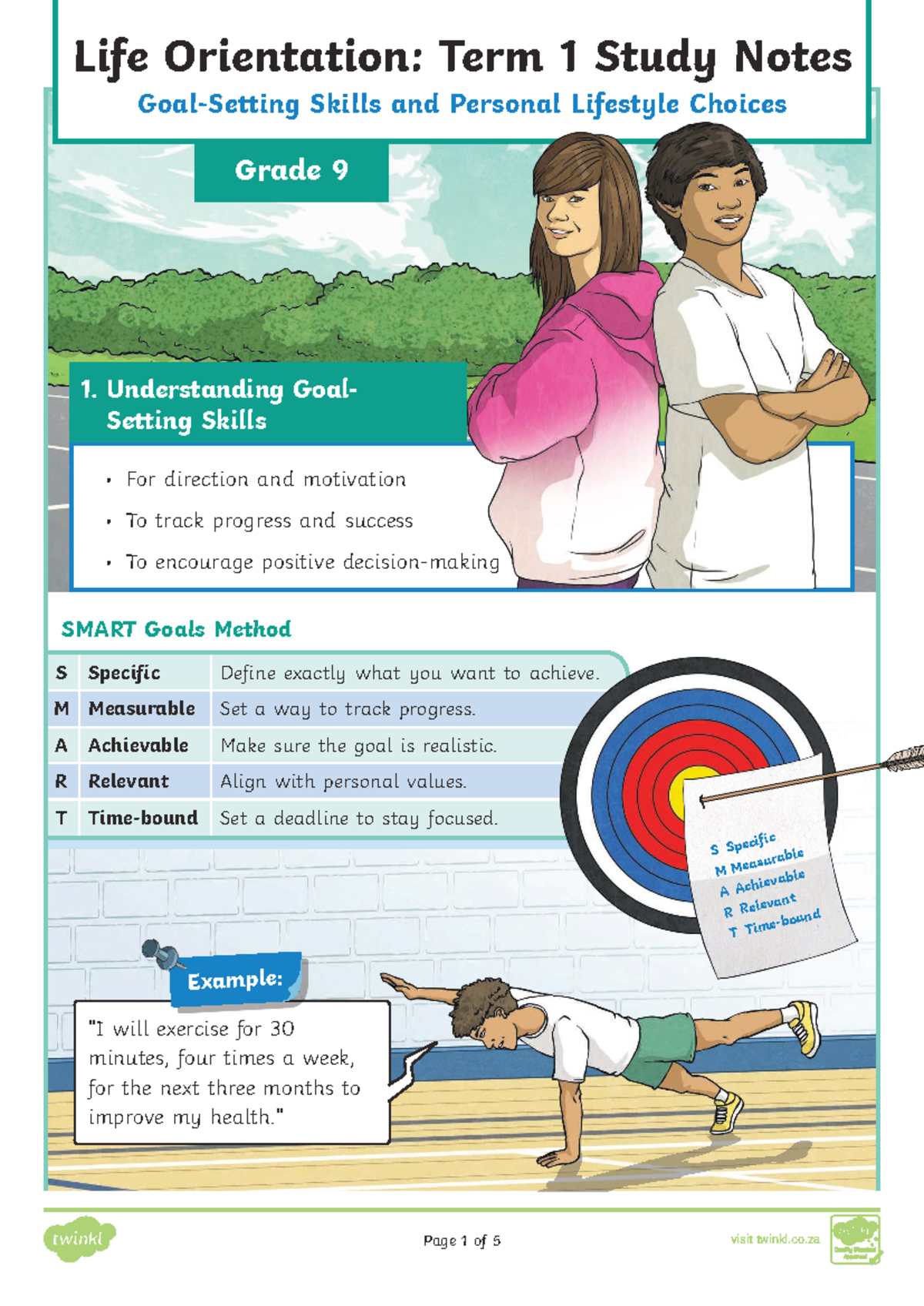Grade 9 LO: Goal Setting & Personal Lifestyle Choices Study Notes - Studocu