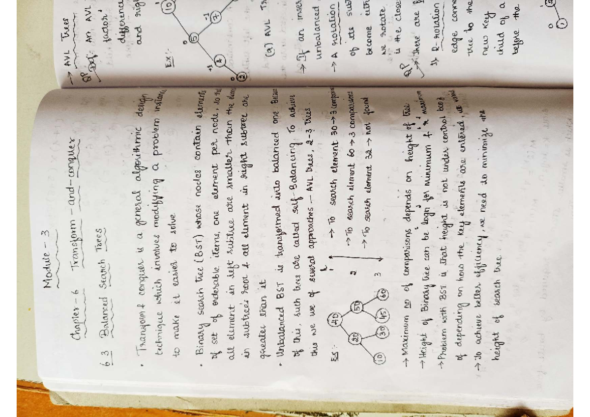 Module 3 - Chapter 6: Transform and Conquer AVL Trees QP Notes - Studocu