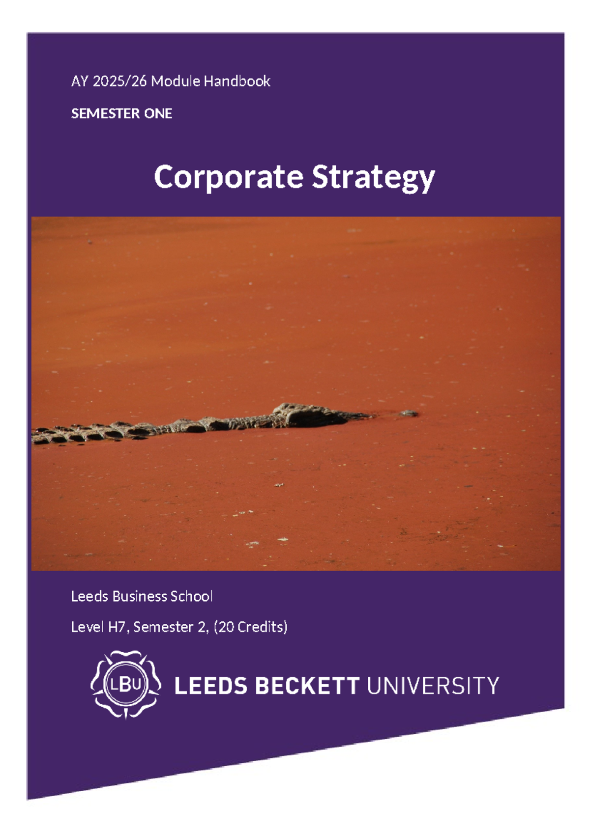 AY202526 Corporate Strategy Module Handbook - Semester One - Studocu