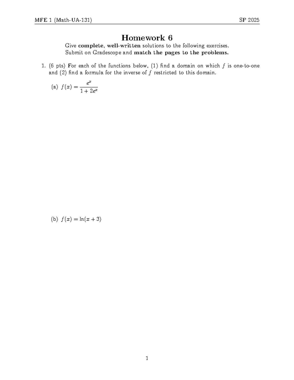 MFE 1 SP 2025 Homework 6: Solutions to Exercises and Problems - Studocu