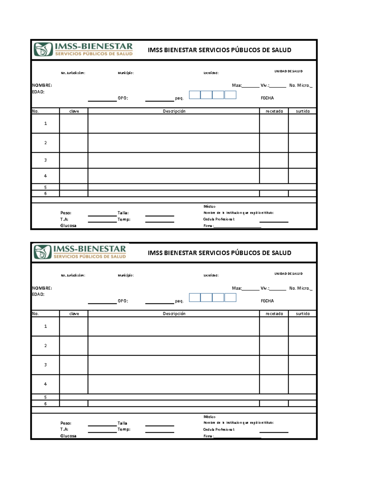 Receta IMSS Bienestar - Document Preview