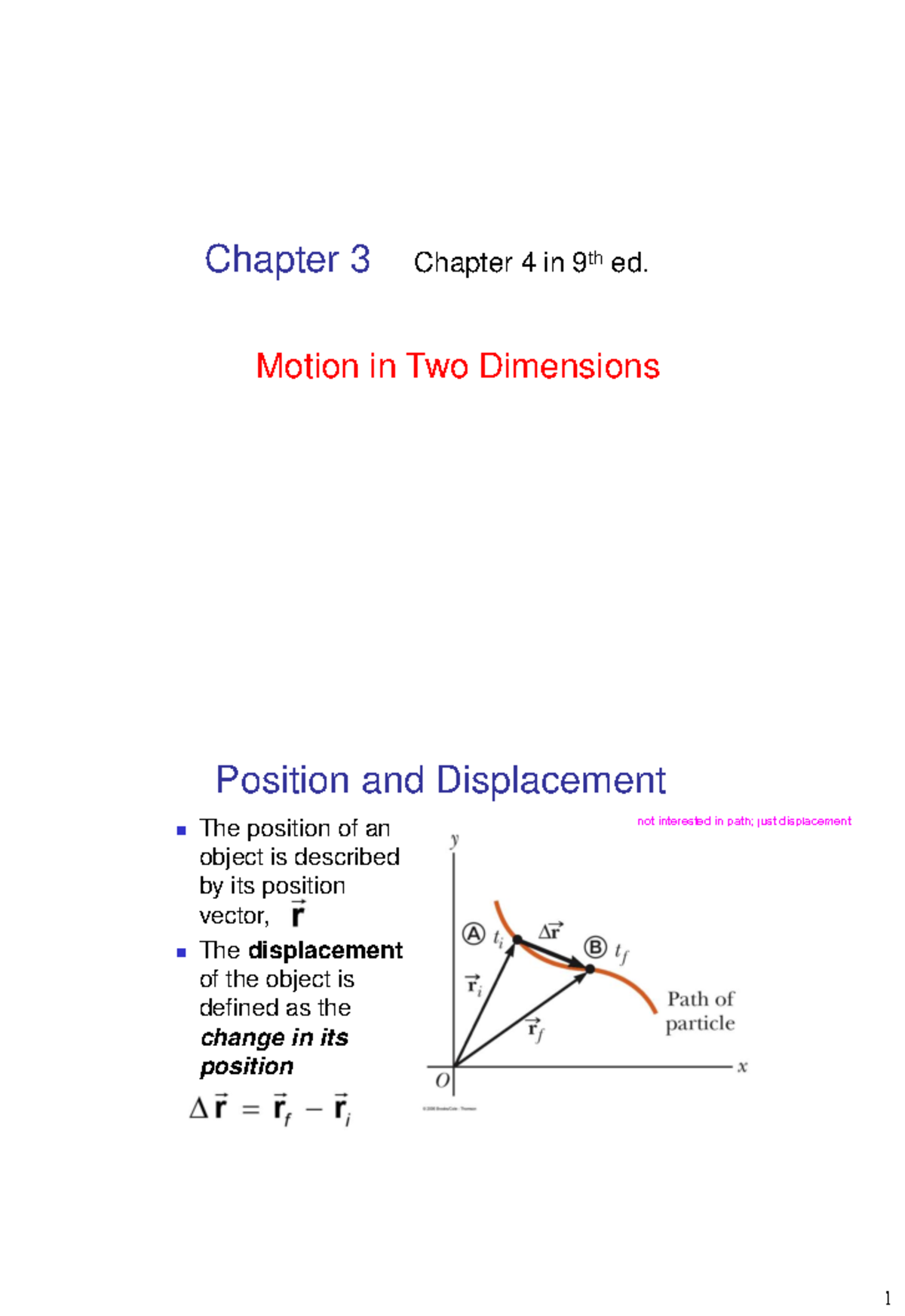 Chapter 3 - Motion in Two Dimensions: Lecture Notes 5 - Studocu
