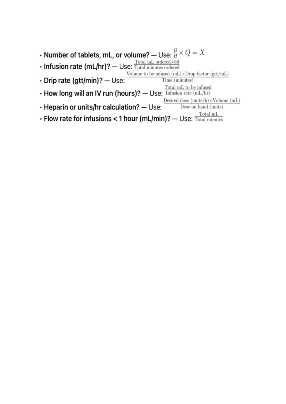 Med Math Guide: IV Infusions & Calculations for Doses - Studocu