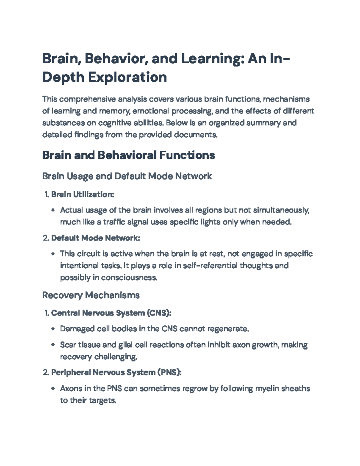Brain, Behavior, and Learning: A Comprehensive Study of Cognitive ...