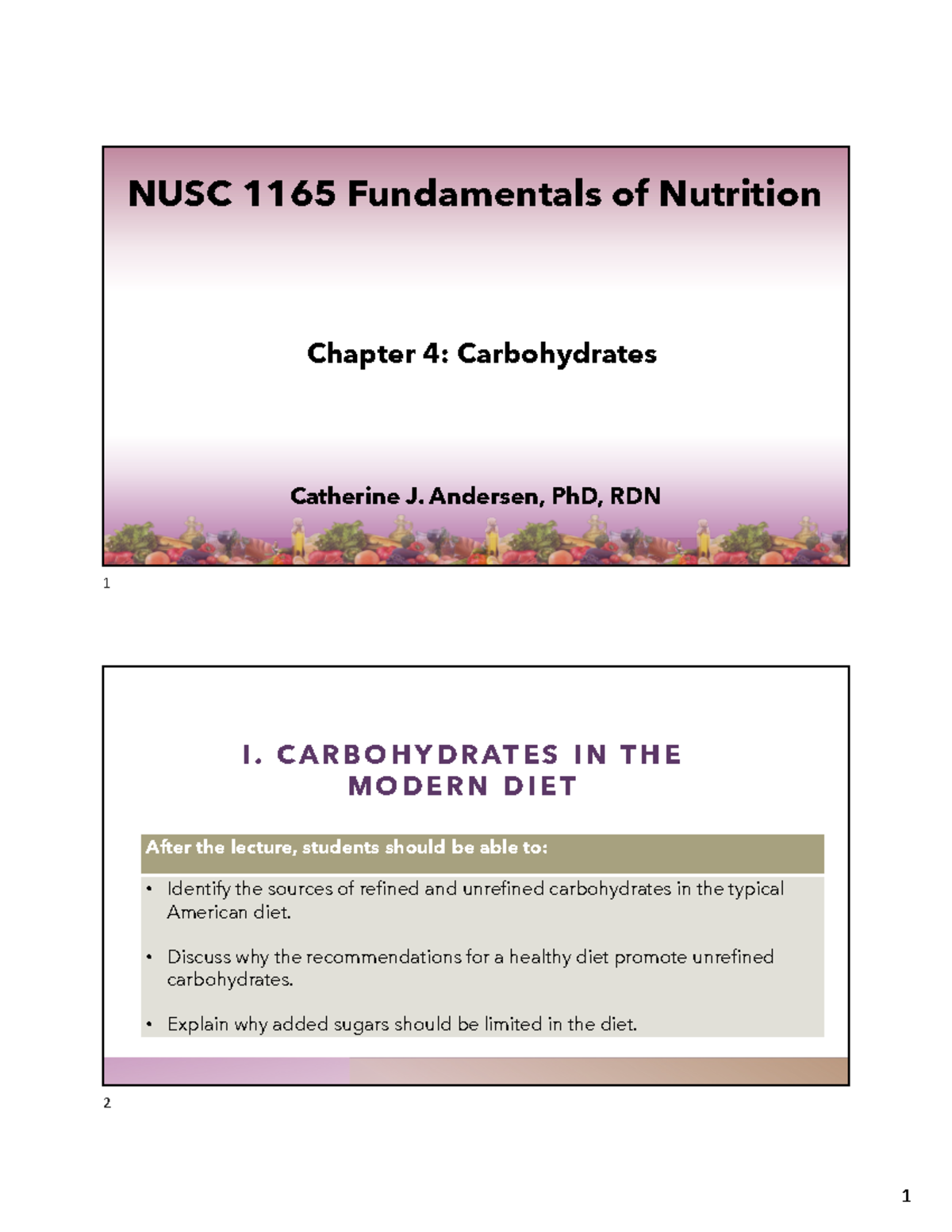 NUSC 1165 Final Exam Review: Carbohydrates & Nutrition Guidelines ...