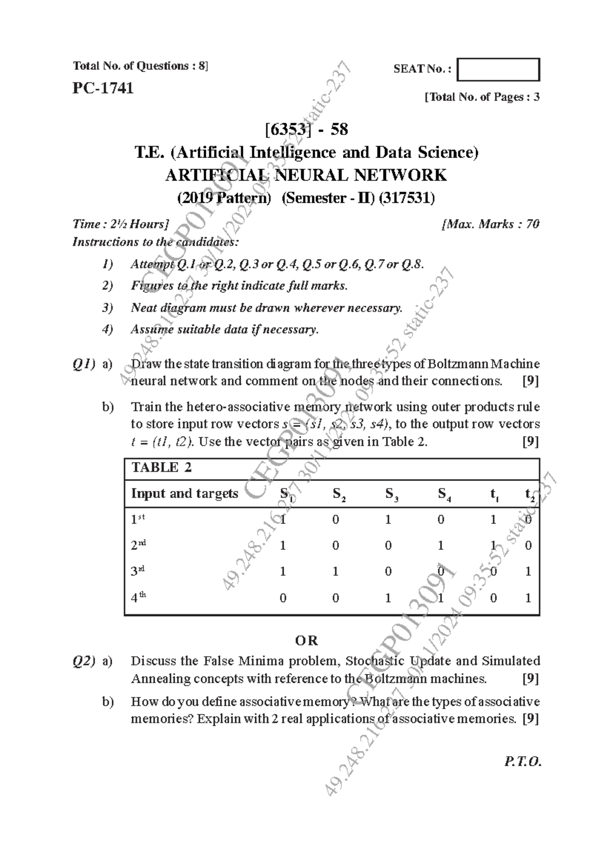 Artificial Neural Network Exam Paper (317531) - Nov Dec 2024 - Studocu