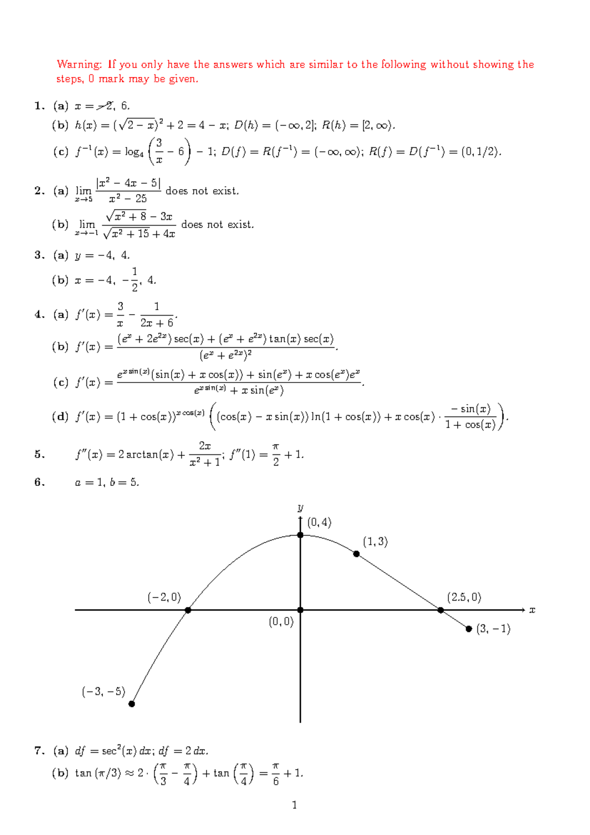 Sample Final Exam Answers - MATH 2019 Fall - Studocu