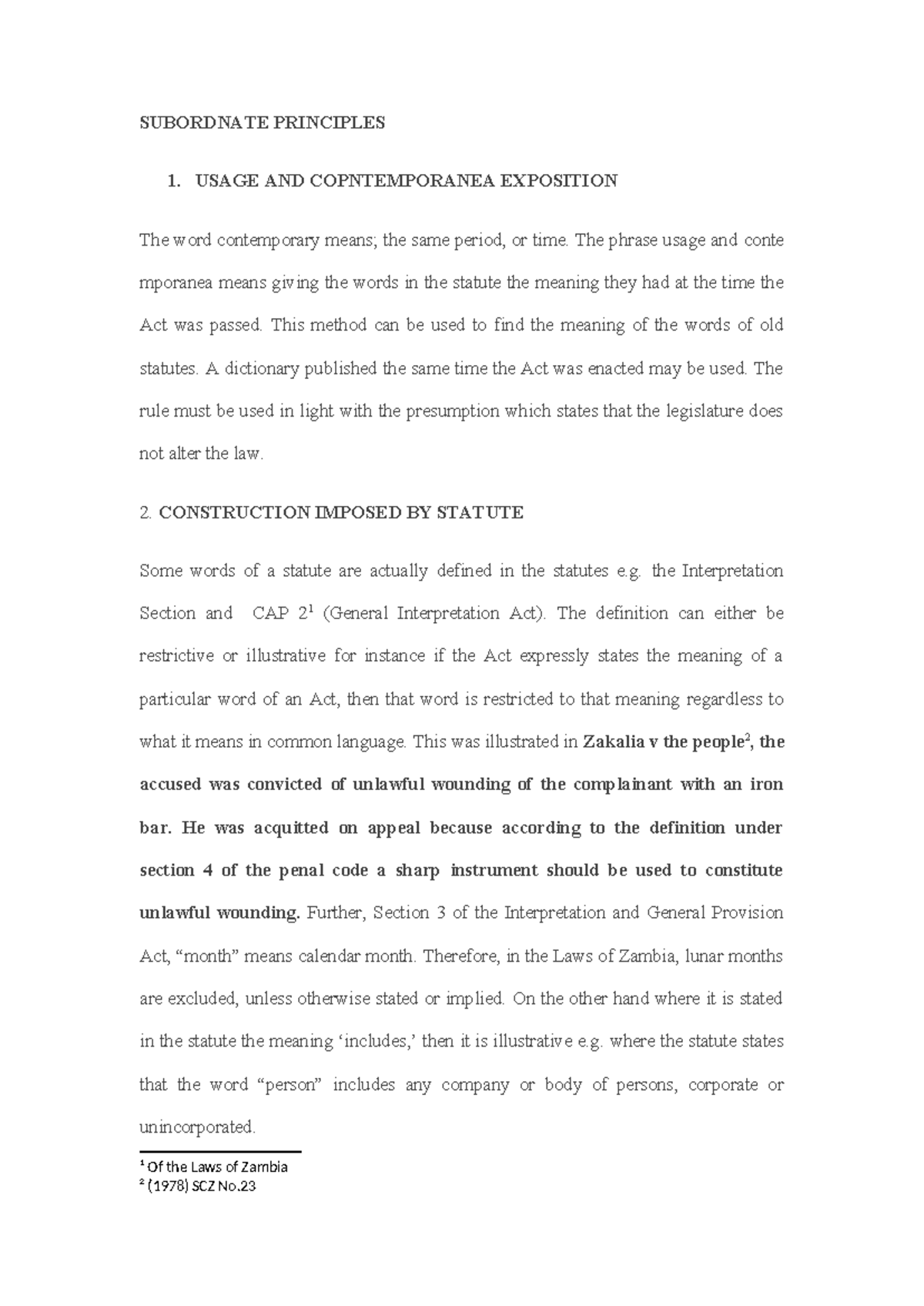 Subordinate Principles Notes: Usage, Construction, and Context - Studocu