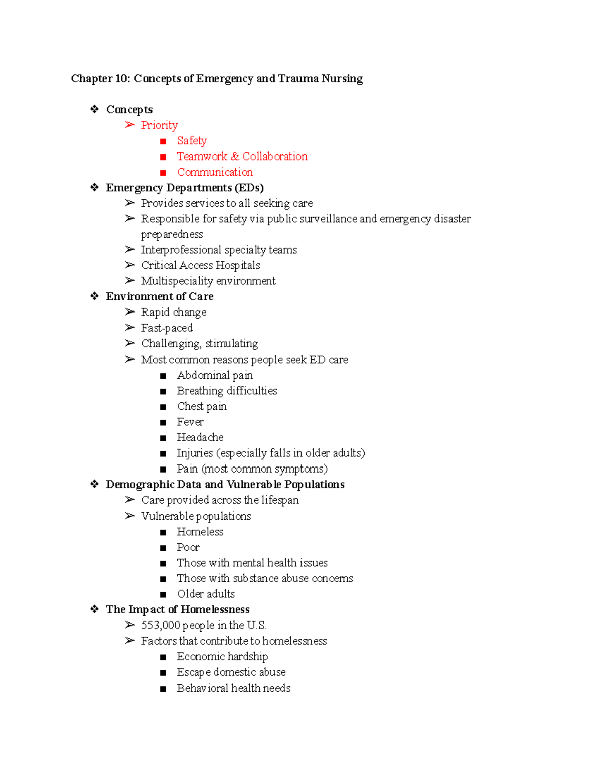 Chapter 10: Key Concepts in Emergency and Trauma Nursing - Studocu