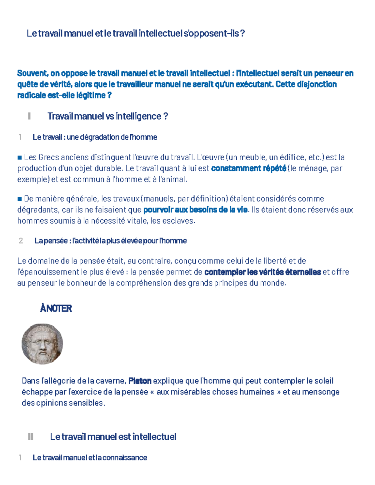 Le travail manuel et intellectuel : opposition ou complémentarité ...