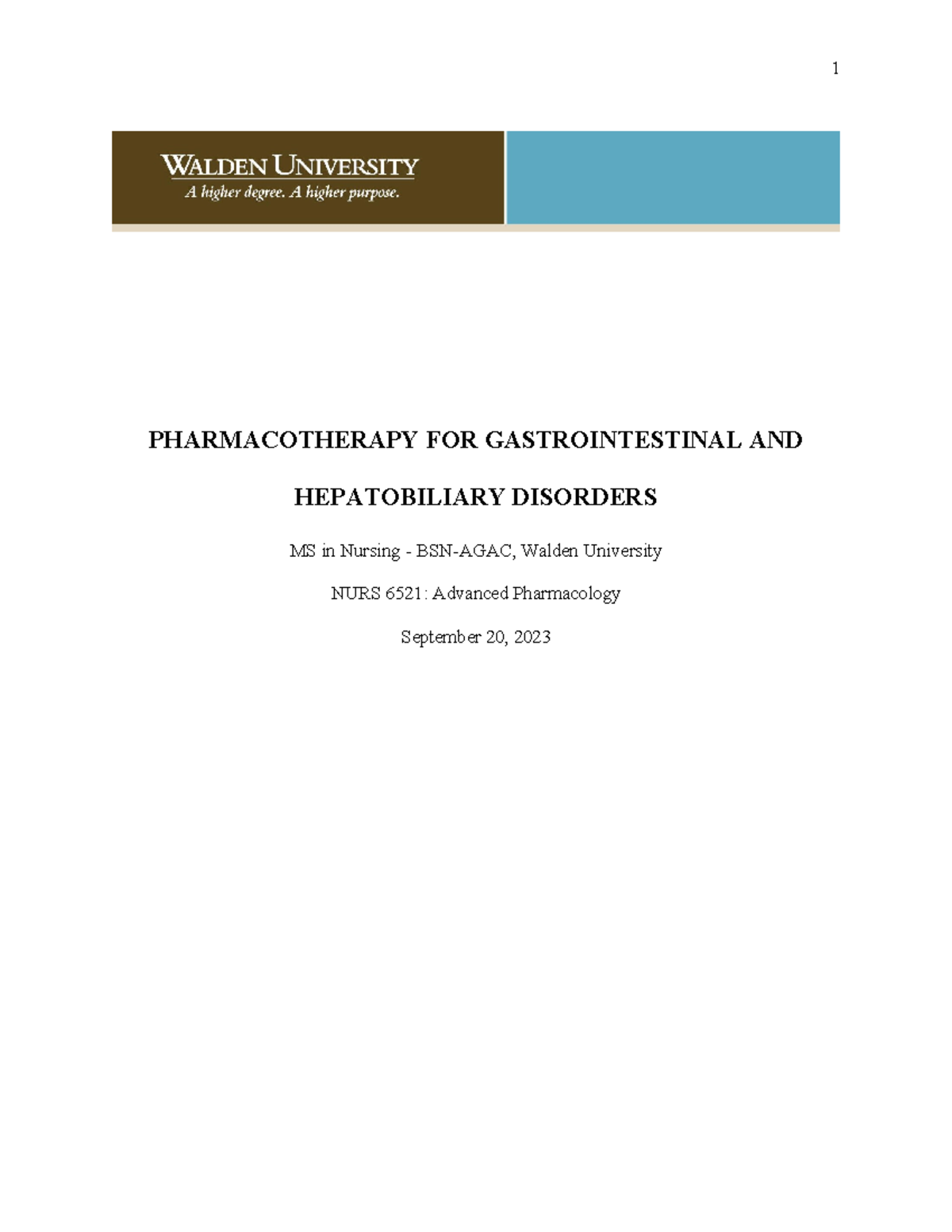 NURS 6521 Week 4 Assignment: Pharmacotherapy Insights for GI & Hepato ...