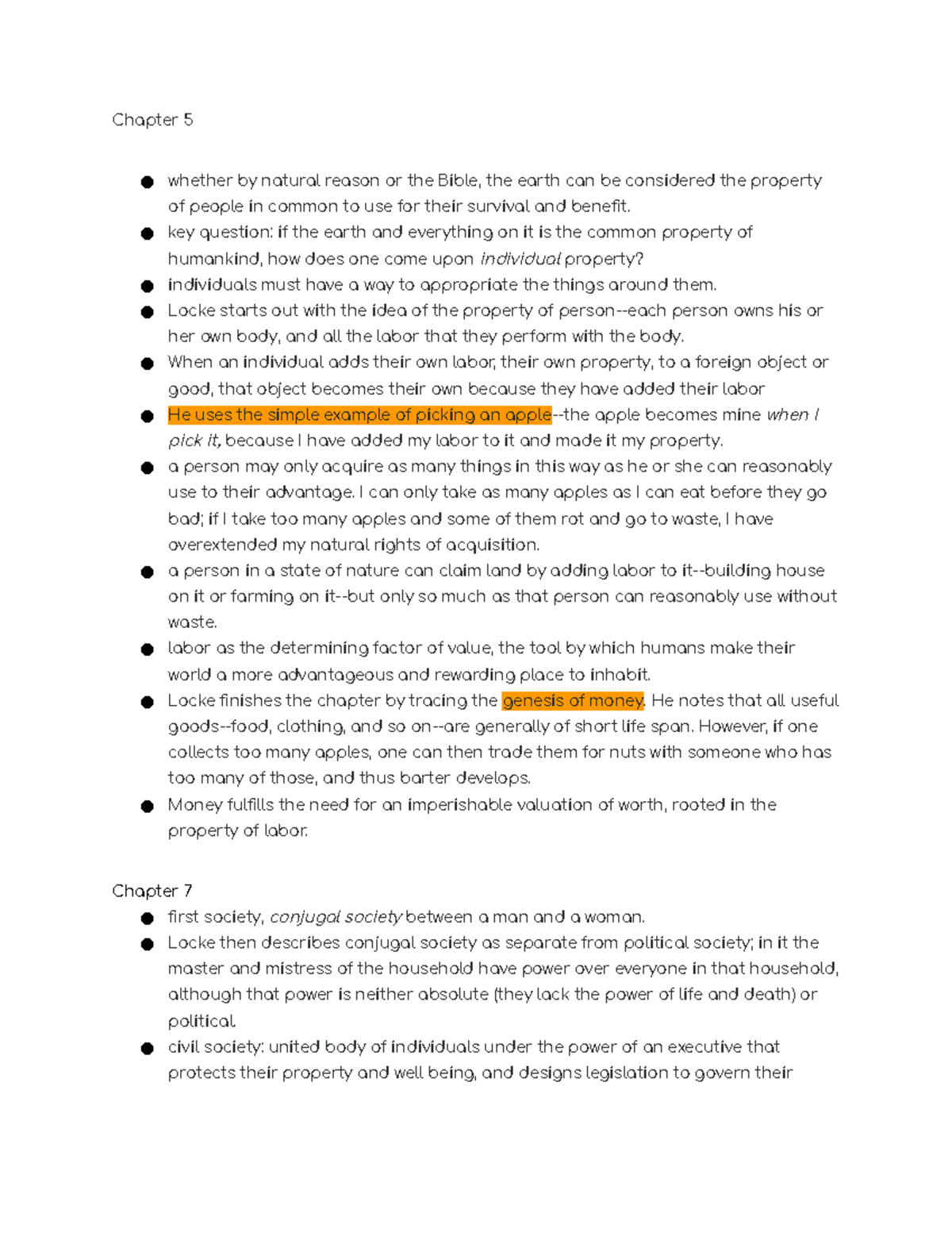 Locke - Lecture notes - Chapter 5 whether by natural reason or the ...